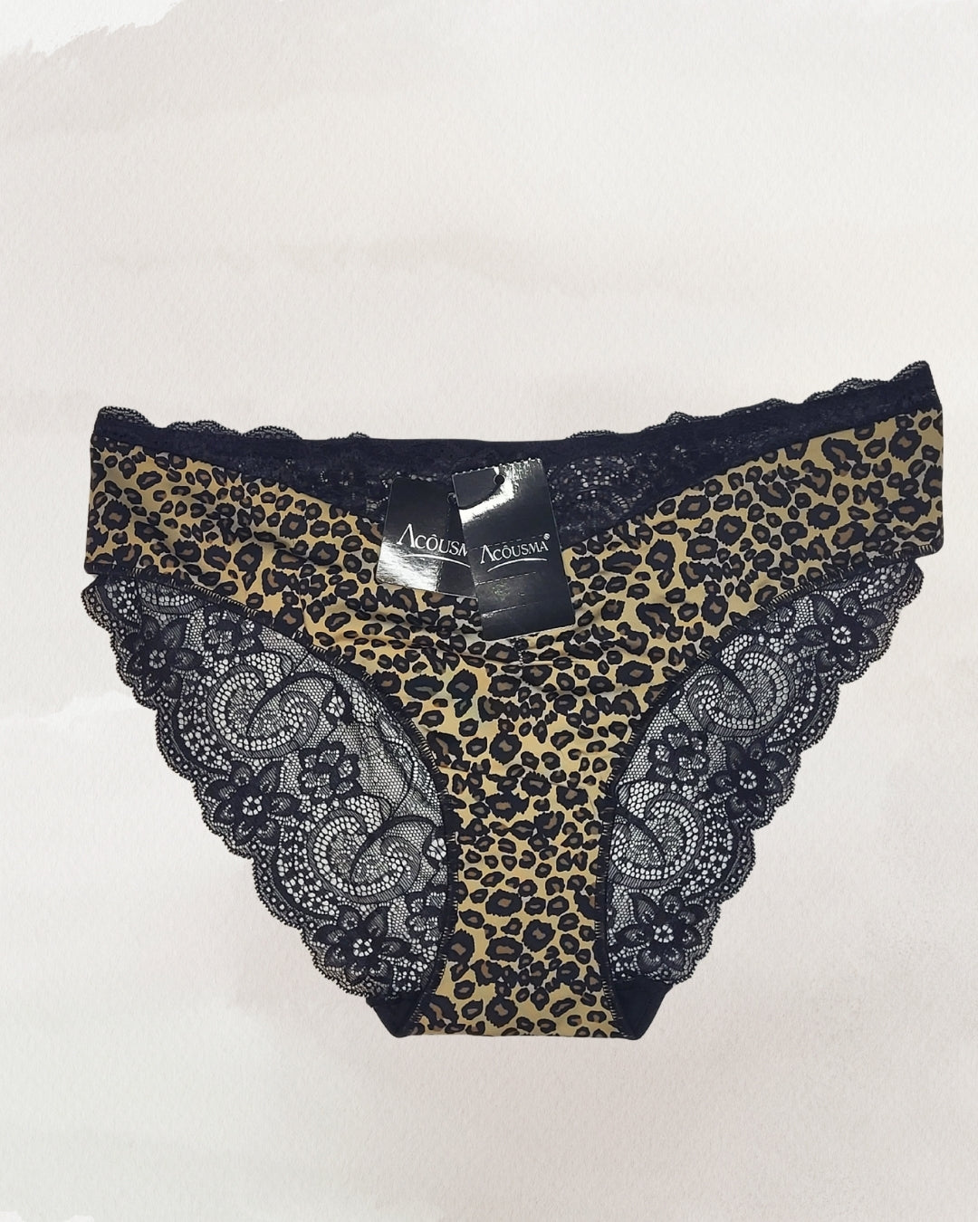 Klasikinės nėriniuotos kelnaitės – juoda, balta, kūno, leopardinė