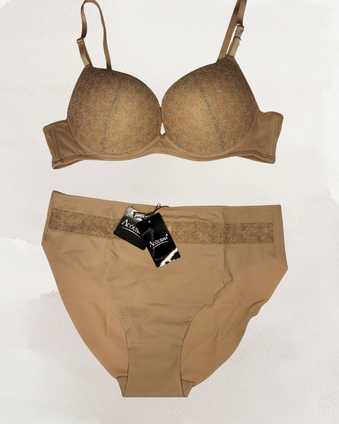 Acousma apatinio trikotažo komplektas aukšto liemens kelnaitėmis Push-up kūno spalvos