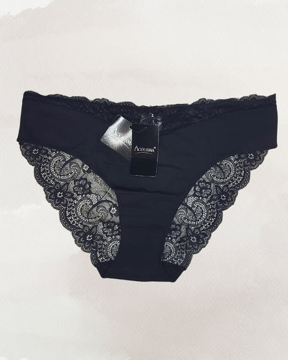 Klasikinės nėriniuotos kelnaitės – juoda, balta, kūno, leopardinė