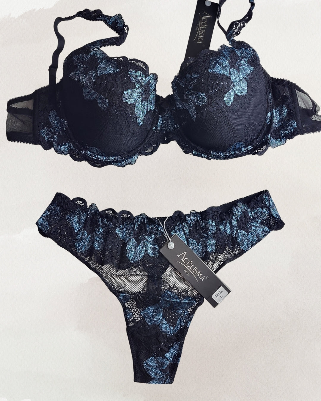 Acousma  moteriškas apatinių trikotažo komplektas tamsiai mėlynas