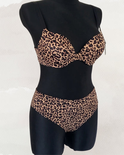 Balaloum apatinis trkotažas liemenėlės ir kelnaičių komplektas leopardinės spalvos