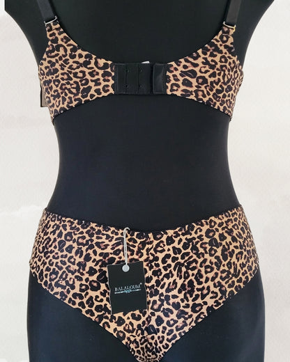 Balaloum apatinis trkotažas liemenėlės ir kelnaičių komplektas leopardinės spalvos