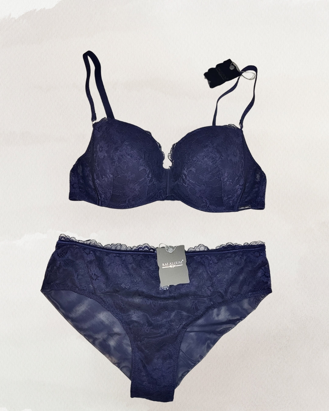 Balaloum apatinis trkotažas liemenėlės ir kelnaičių komplektas tamsiai mėlynos spalvos