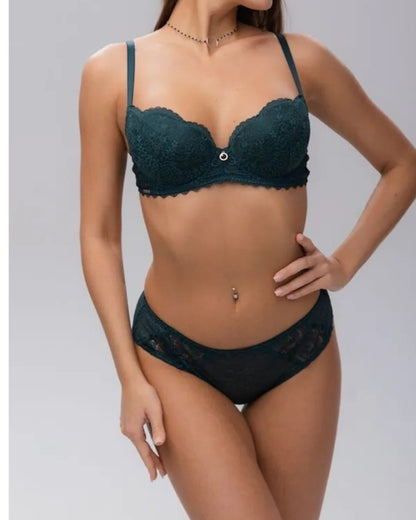 Balaloum apatinis trkotažas liemenėlės ir kelnaičių komplektas tamsiai žalios spalvos