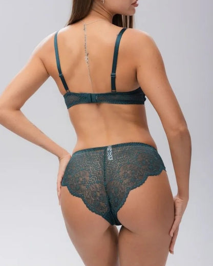 Balaloum apatinis trkotažas liemenėlės ir kelnaičių komplektas tamsiai žalios spalvos