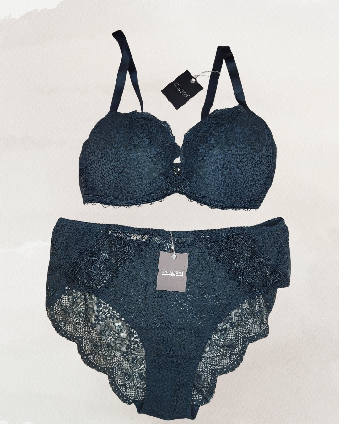 Balaloum apatinis trkotažas liemenėlės ir kelnaičių komplektas tamsiai žalios spalvos