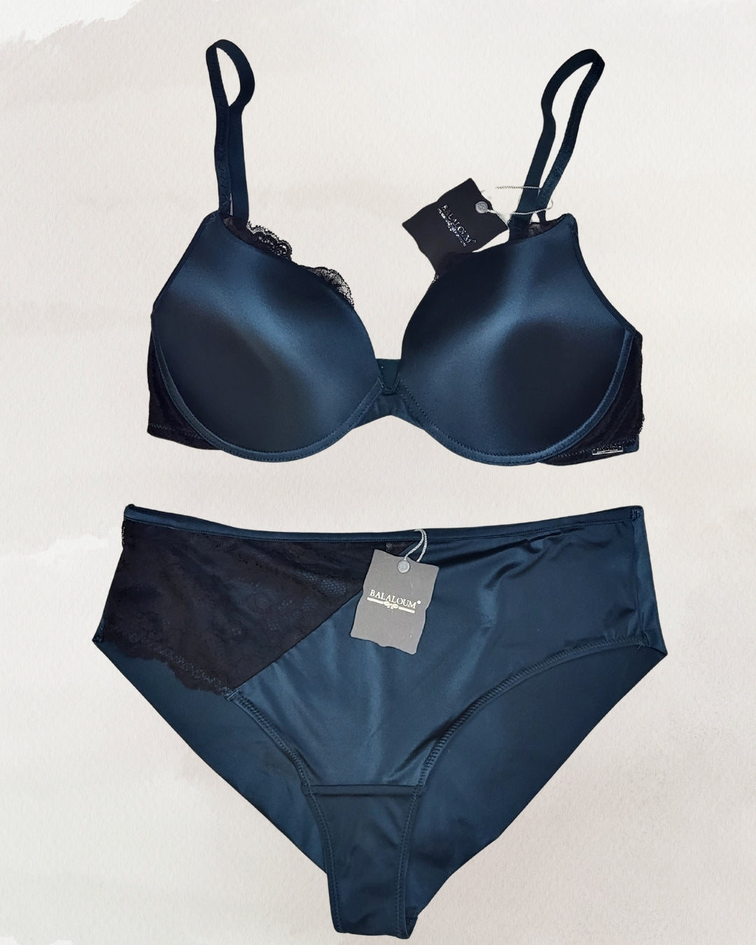 Balaloum apatinis trkotažas liemenėlės ir kelnaičių komplektas tamsiai mėlynos spalvos